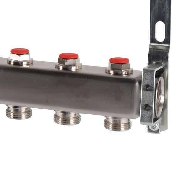 Коллектор Rommer 1"x3/4" на 9 контуров с запорными клапанами (нерж. сталь) RMS-3200-000009