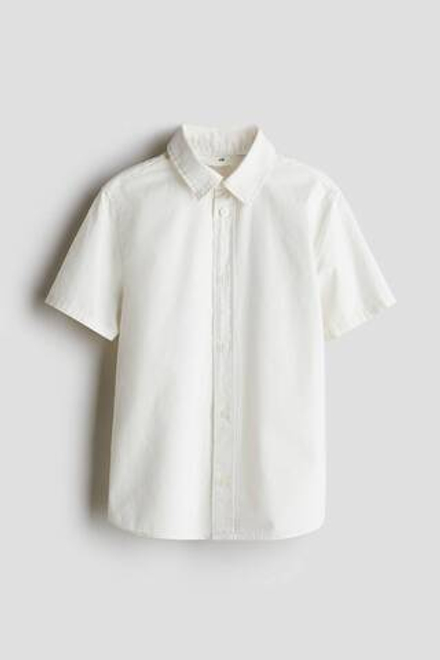 H&M Рубашка из хлопка с коротким рукавом, белый