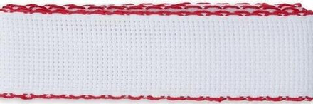 Канва "Gamma" лента,  Aida №14, 100% хлопок, шир. 35 мм, цв.бел/красн.