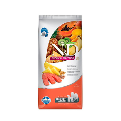 Сухой корм для взрослых собак средних и крупных пород с лососем Farmina N&D Tropical Selection 10 кг