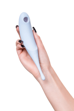 Точечный вибратор с вакуумной стимуляцией Satisfyer Twirling Pro, силикон, голубой, 20 см