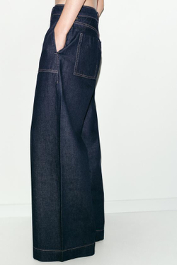 ZARA ДЖИНСЫ Z1975 WIDE LEG СО СРЕДНЕЙ ПОСАДКОЙ, СИНИЙ