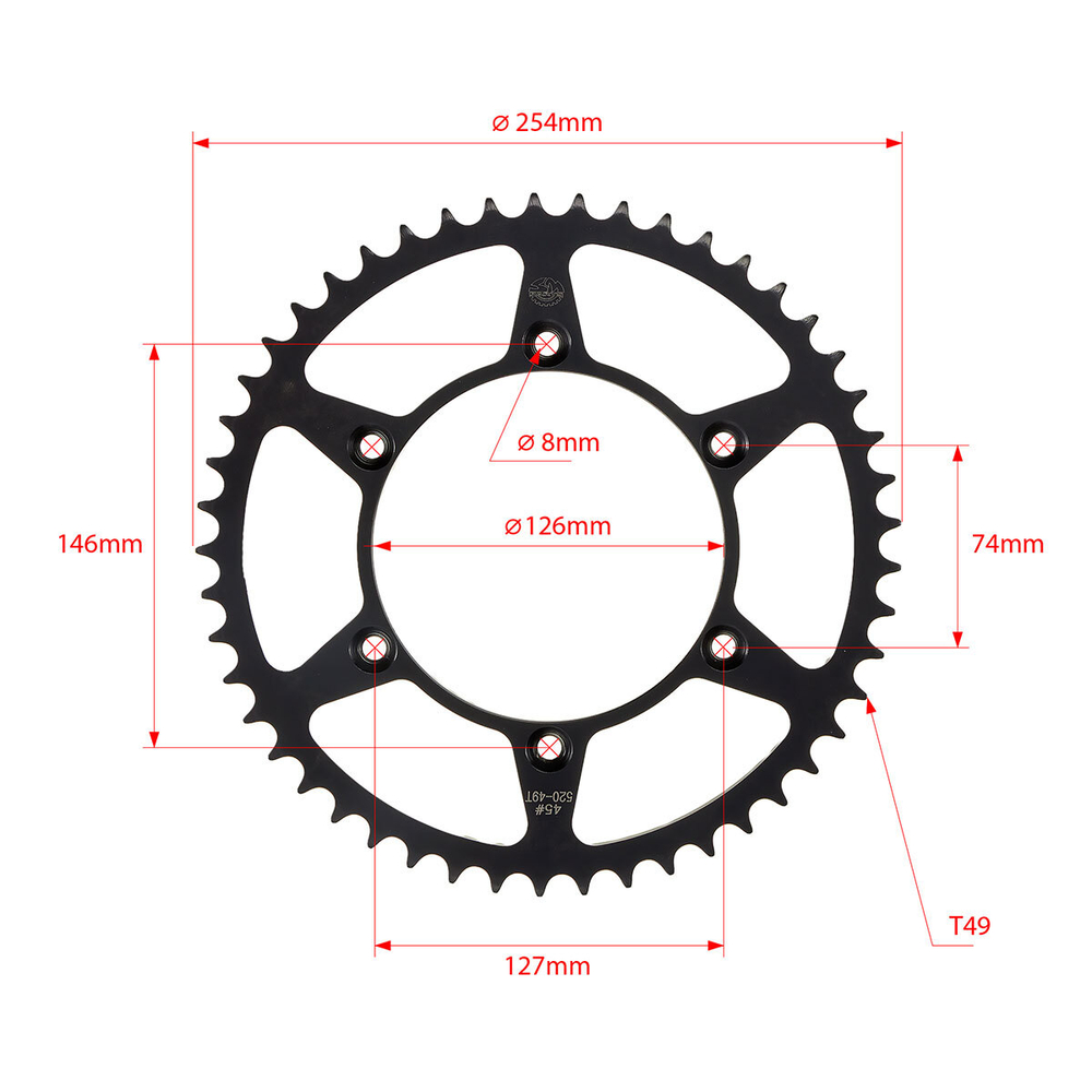 Звезда ведомая стальная SMP-R0808 49T SM-PARTS (JTR 808)