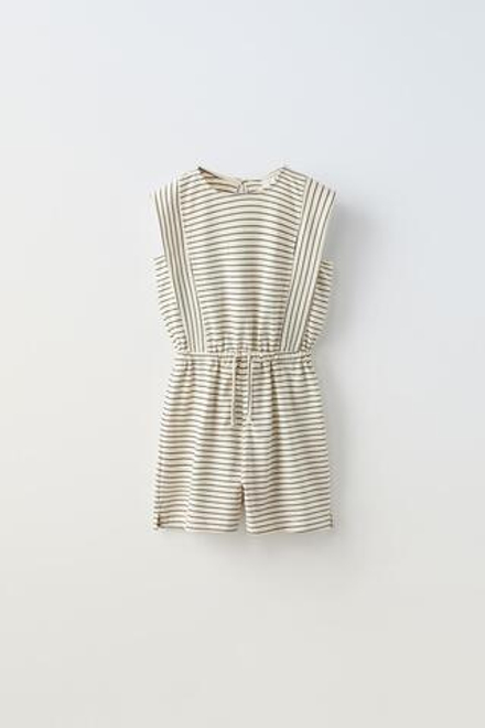 ZARA КОМБИНЕЗОН В ПОЛОСКУ, БЕЛЫЙ/ЧЕРНЫЙ