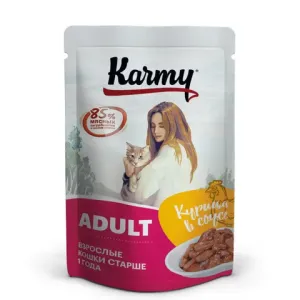 Влажный корм для кошек, Karmy ADULT, курица в соусе, пауч