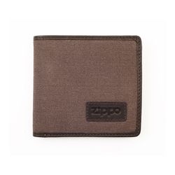 Портмоне ZIPPO из натуральной кожи и холщовой ткани коричневое (2005120)