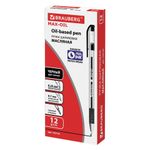 Ручка шариковая масляная с грипом BRAUBERG "Max-Oil", ЧЕРНАЯ, игольчатый узел 0,7 мм, линия письма 0,35 мм, 142142