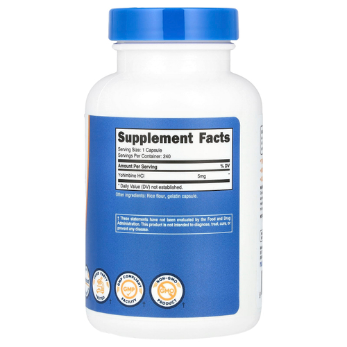 Nutricost, Йохимбин, 5 мг, 240 капсул