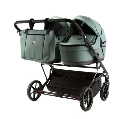 Детская универсальная коляска Adamex LEO DUO Deluxe (2в1) DUO-SA20 - Серо-зеленая экокожа