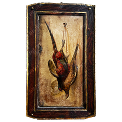 Тромпель.Фазаны Охотничьи трофеи. Хромолитография, рельеф. Рубеж XIX–ХХ вв.