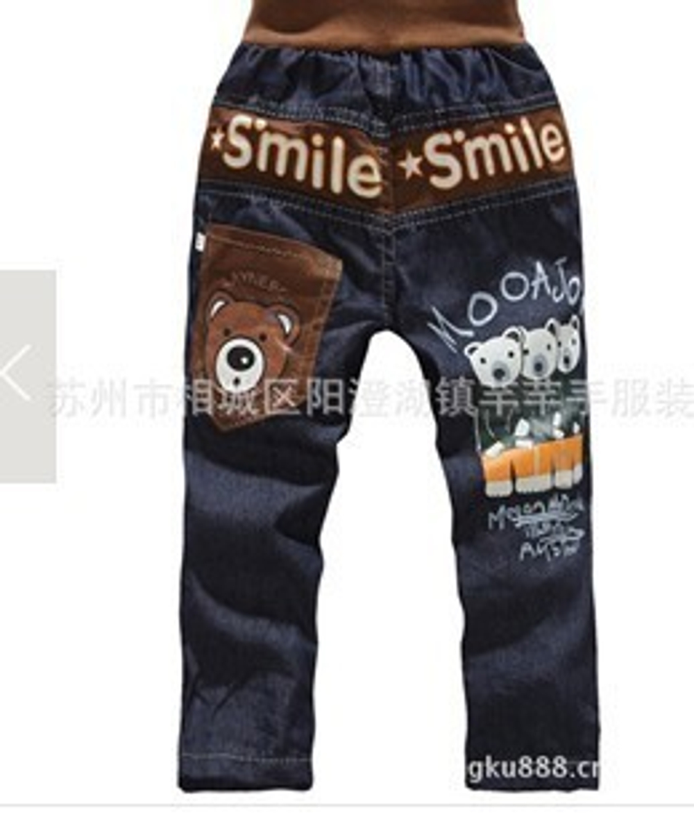 Джинсы детские на трикотажном поясе с принтами медведей