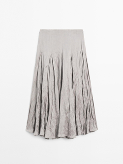 Massimo Dutti Струящаяся юбка миди с отделкой годе - Студия, серебро