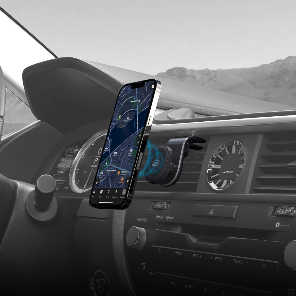 Автомобильный держатель Bend 360 для телефона , магнитный, черный