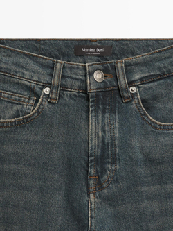 Massimo Dutti Укороченные джинсы облегающего кроя со средней посадкой, темно-синий