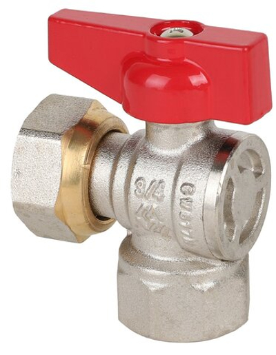 Кран шаровой MVI BV.532.05 полнопроходной угловой с накидной гайкой MVI 3/4", внутренняя-внутренняя, бабочка