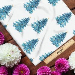 Ткань интерлок синие ёлки