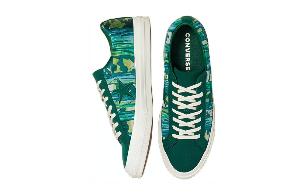 Converse One Star retro all-match non-slip, wear-resistant, breathable, low-top canvas shoes for men and women with the same emerald green