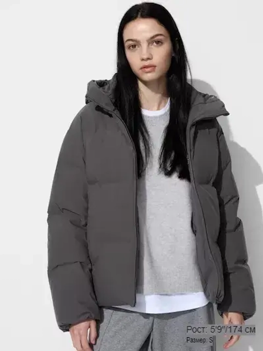 UNIQLO ПУХОВИК, СЕРЫЙ