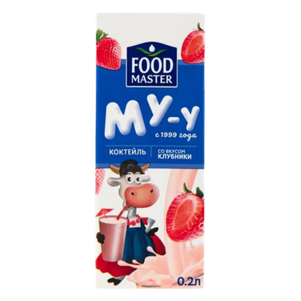 Коктейль молочный Му-у со вкусом клубники 0,2л