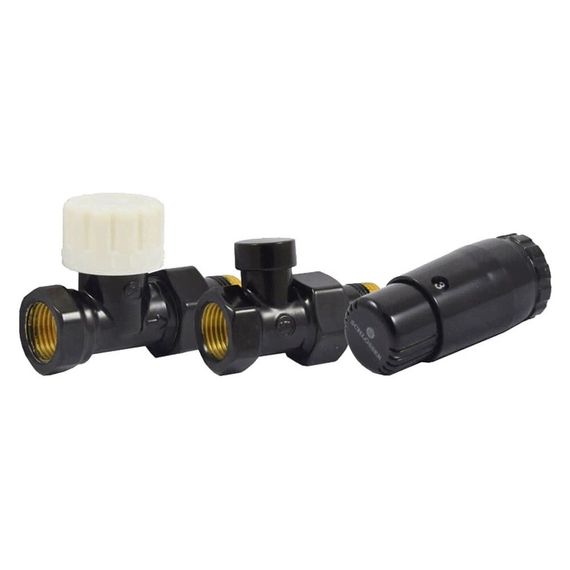 Комплект подключения SCHLOSSER STANDARD MINI 1/2quot; прямой, Ral 9005, с термоголовкой MINI М30х1,5