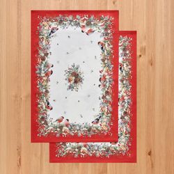 НАБОР ПОЛОТЕНЕЦ ИЗ 2 ШТ "МОРОЗКО.СНЕГИРИ ",40Х60СМ, 100% ХЛОПОК,БЕЛЫЙ,,ТВИЛ