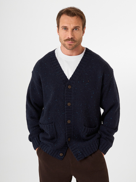 Синий кардиган крупной вязки QWE