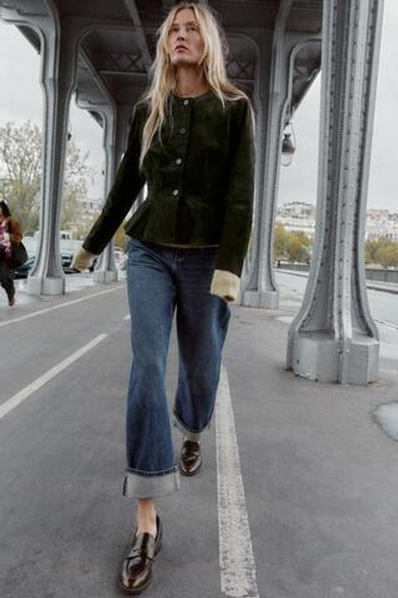 ZARA ДЖИНСЫ Z1975 WIDE LEG УКОРОЧЕННЫЕ С ВЫСОКОЙ ПОСАДКОЙ, СИНИЙ
