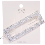 Зажим для волос на блистере «АТЛАНТА», прямоугольник, цвет серебро, 6.5*2.5см (пакет с подвесом)