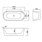 Ванна акриловая Azario RICH 170х75 отдельностоящая (AZ-6605-17075)