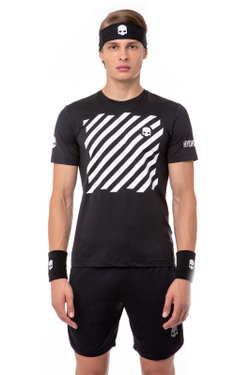 Футболка мужская теннисная Hydrogen Tech Optical Tee - black/white