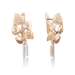 Серьги «Цветущие ветви» с английским замком из красного золота с фианитами