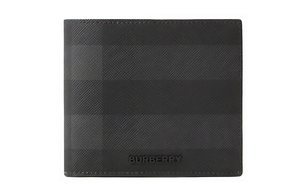 Burberry Leather Wallet Men"s Charcoal Gray