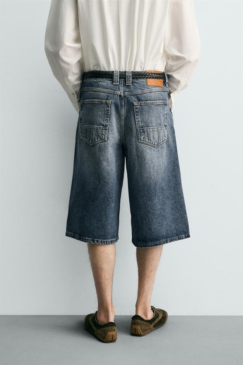 ZARA ДЖИНСОВЫЕ ШОРТЫ BAGGY FIT, СИНИЙ