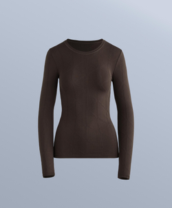 Oysho Термофутболка с жаккардовым узором seamless base layer, темно-коричневый