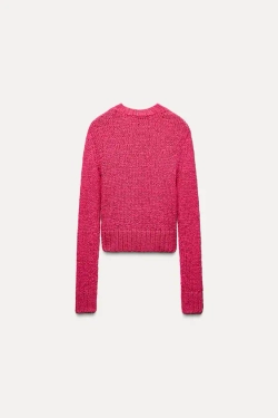 ZARA СВИТЕР В СТИЛЕ РУСТИК, ЦВЕТ ФУКСИИ