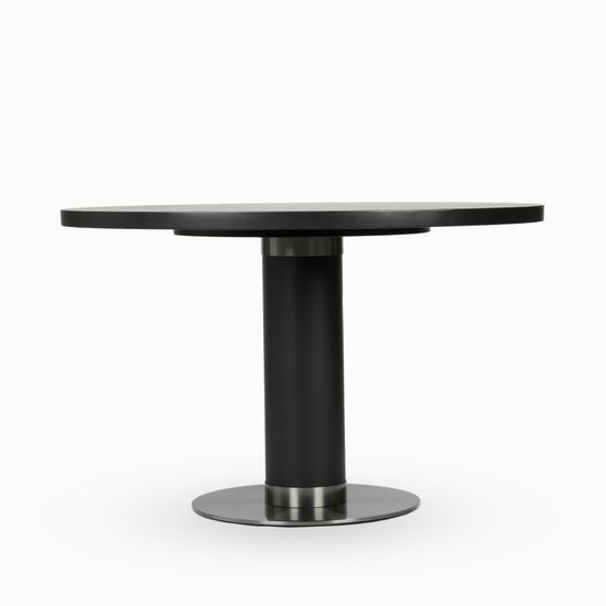 Обеденный стол Tru диаметр 120 черный, сталь нержавеющая и шпон дерева