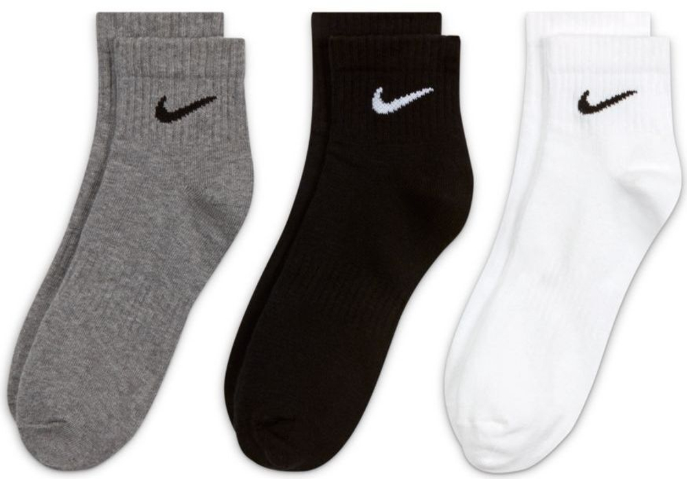 Теннисные носки Nike Everyday Lightweight Ankle 3P - black/grey/white