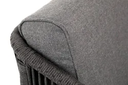 "Канны" кресло плетеное из роупа, каркас алюминий темно-серый (RAL7024) муар, роуп темно-серый круглый, ткань темно-серая 027