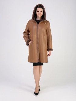 Дубленка зимняя двухсторонняя шуба с капюшоном