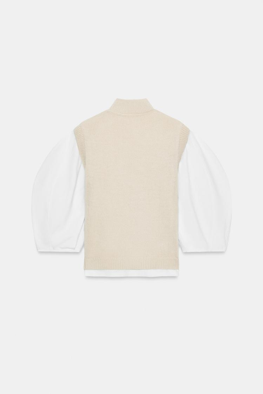 ZARA КОМБИНИРОВАННАЯ ФУТБОЛКА С ЖИЛЕТОМ, ЭКРЮ