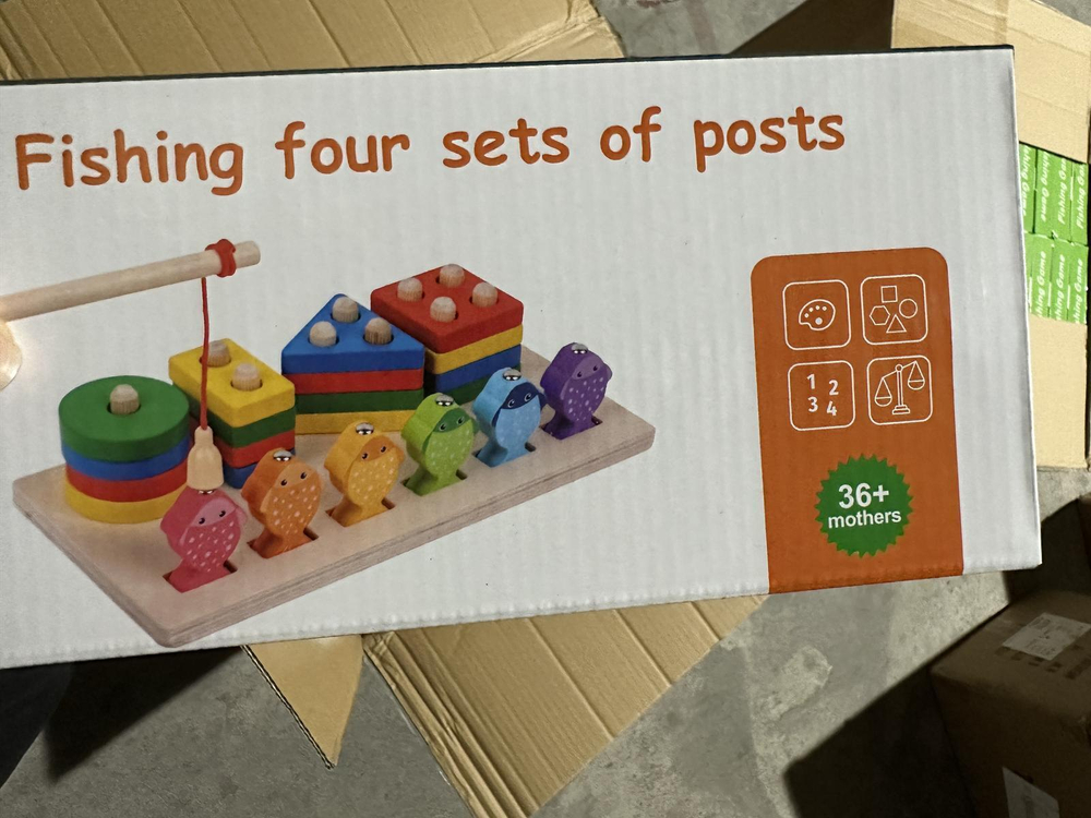 Развивающая игрушка 2 в 1 деревянная (рыбалка + сортер), коробка C-41647