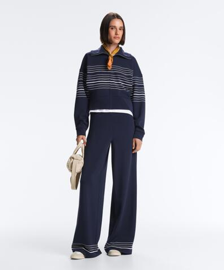 OYSHO Мягкие брюки из модала с матросской полосой, синий