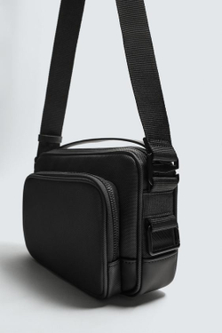 ZARA СУМКА С ПЛЕЧЕВЫМ РЕМНЕМ И ТЕКСТУРОЙ, ЧЕРНЫЙ