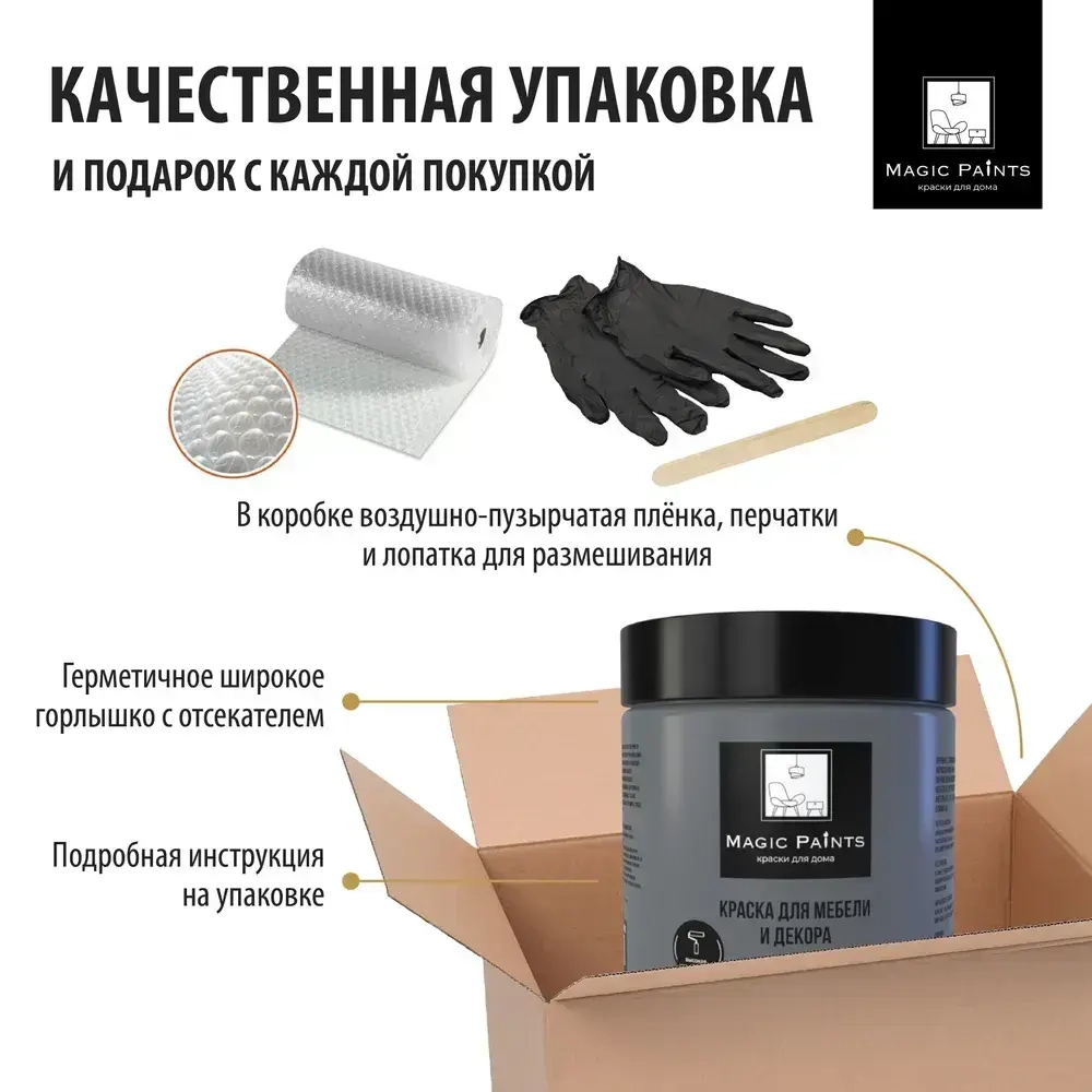 Magic Paints Краска Быстросохнущая, Гладкая, до 90°, Акриловая, Матовое покрытие, 0.5 л, 0.7 кг, темно-серый, черно-серый