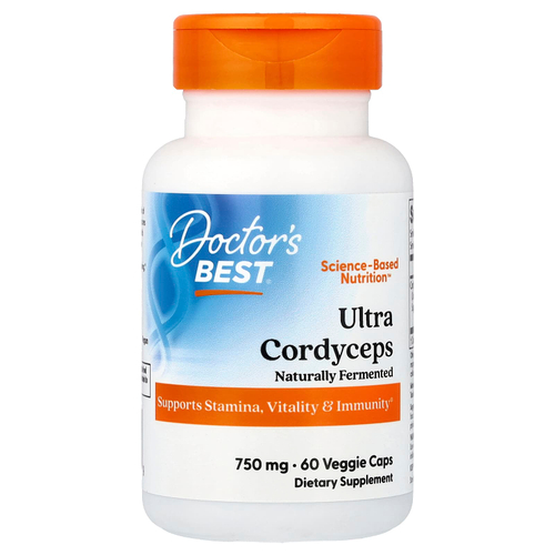 Doctor's Best, ультра кордицепс, 750 мг, 60 вегетарианских капсул