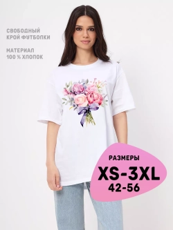 Футболка нарядная с рисунком цветы