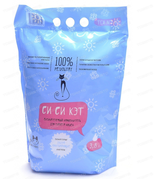 Силикагелевый наполнитель Си Си Кэт для кошачьего туалета, 3.8 л