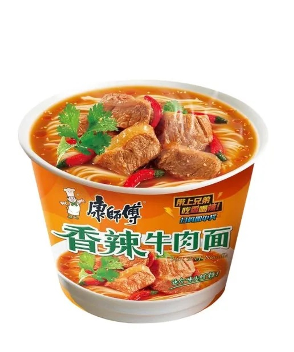 Лапша Kangshifu в стакане со вкусом пряной острой говядины, 111г.