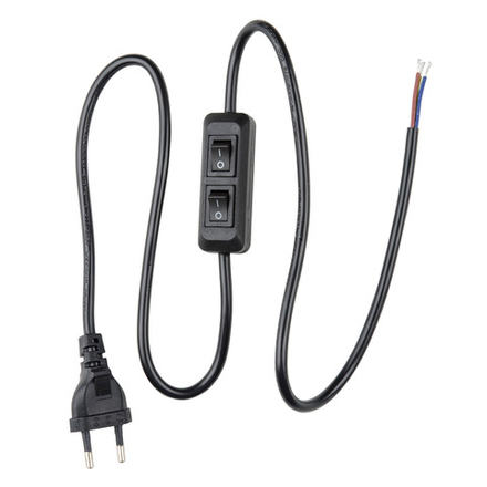 UCX-C90-02A-100 BLACK Сетевой шнур с вилкой и с двухклавишным выключателем. 02А. 500Вт. 1.0м. Черный. ТМ Uniel