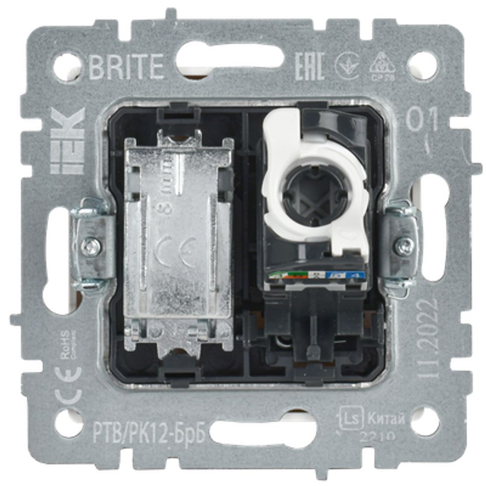 BRITE Розетка двойная TV+RJ45 кат.5E РТВ/РК12-БрБ белый IEK